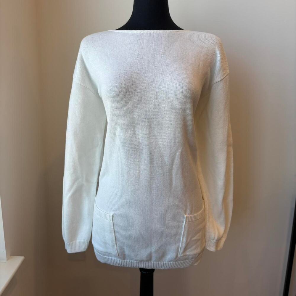 Saks Fifth Avenue Folio Collection White Casual Knit Blouse Sweater Sz XL